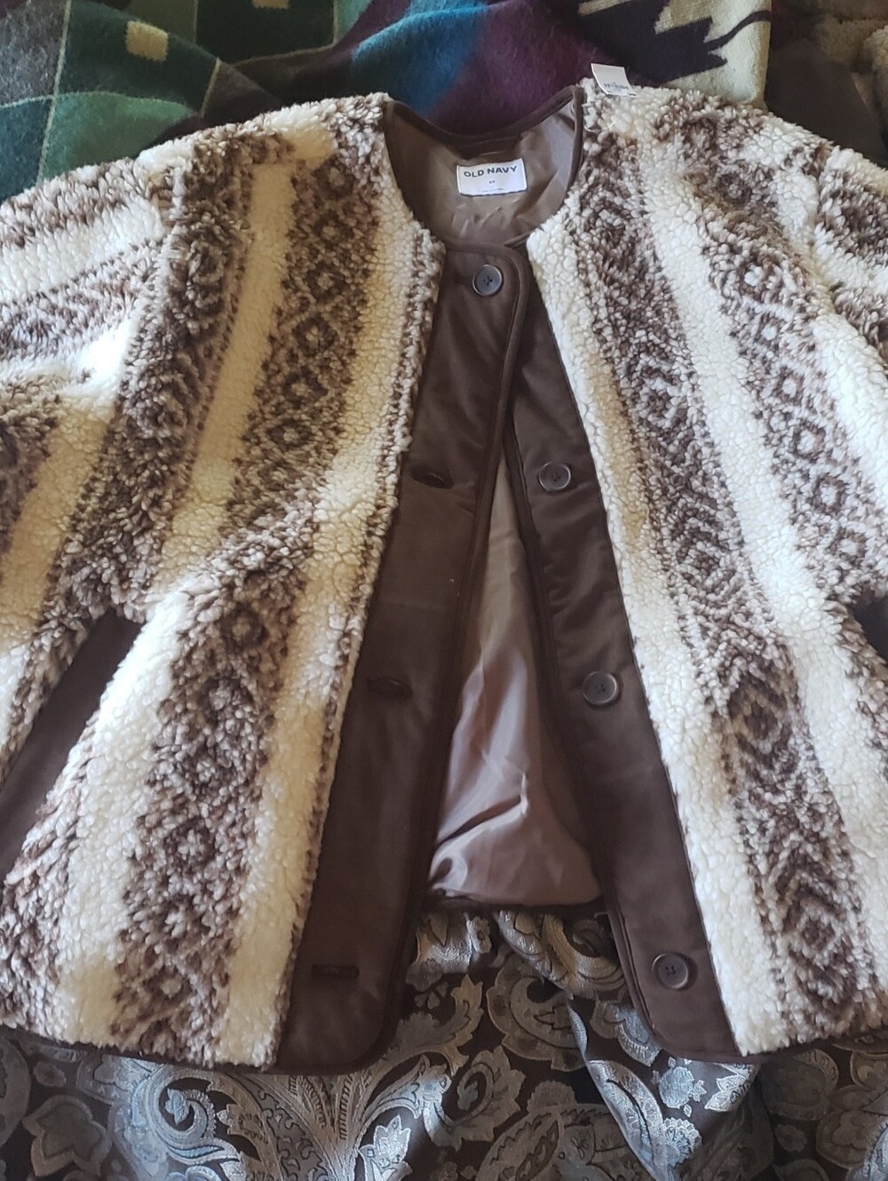 Womens PLUS Old Navy Western Faux Sherpa Jacket 3x